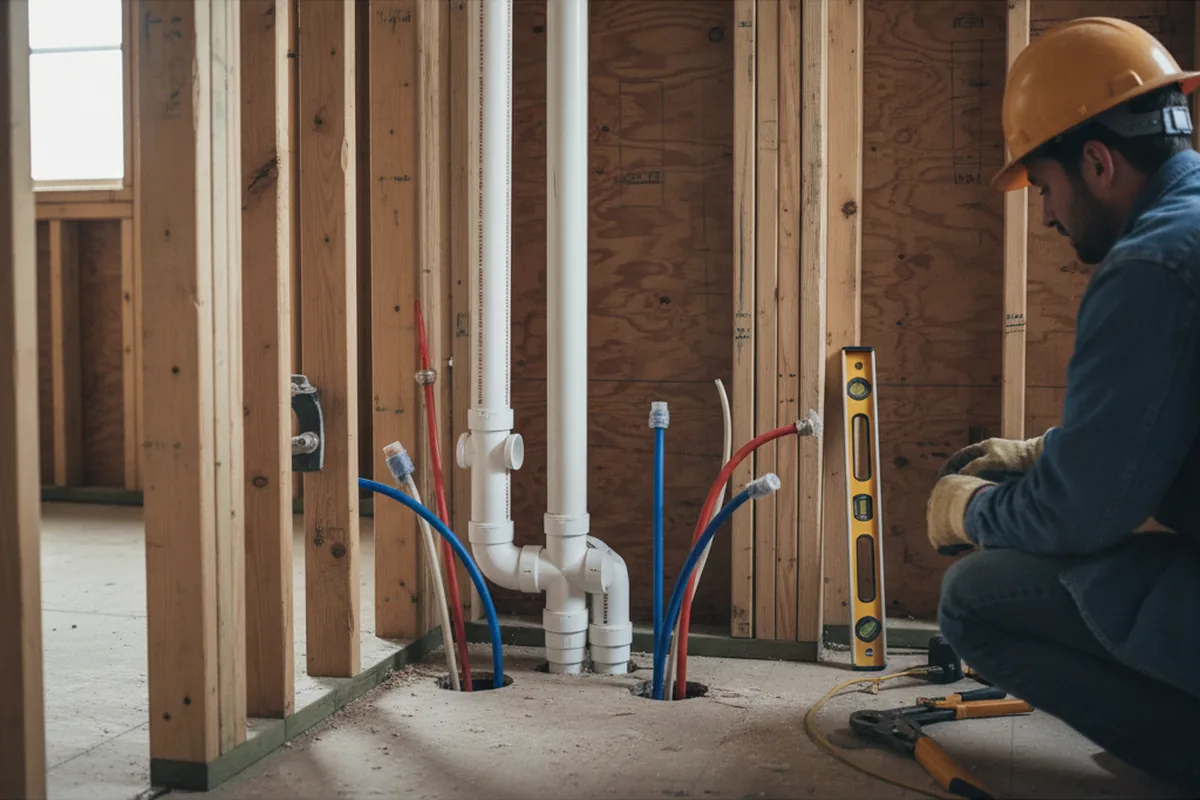 Drain and supply rough-in during Drain Cleaning in Chester